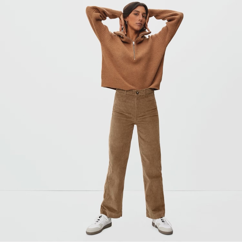 Everlane corduroy wide leg pant in toasted coconut brown